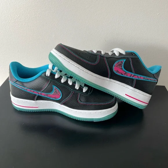Nike Air Force 1 LV8 “Miami Nights” (GS) | Black Teal Pink | 4.5Y - Picture 4 of 12